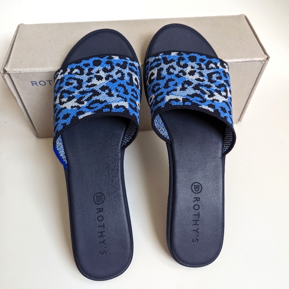 ROTHY'S THE SLIDE SLIP On SANDALS AZURE CAMO SPOT - Picture 3 of 10